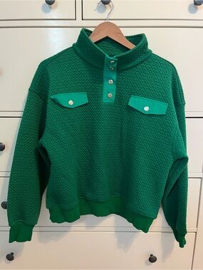 Green SSYS Quilted Snap Pullover